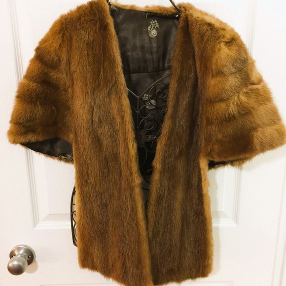 MINK  VINTAGE CAPELET STOLE - Picture 1 of 3